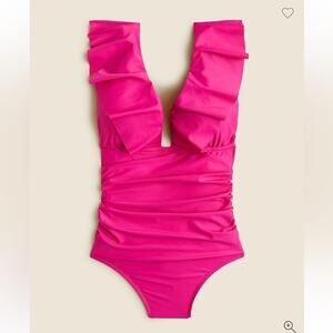 J Crew Ruffled One Piece Swimsuit Pink Size 18